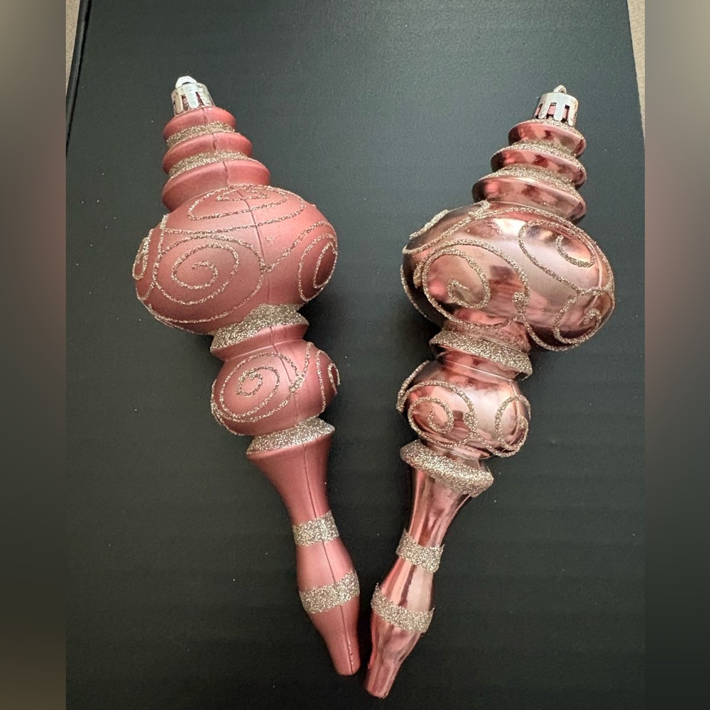 Elegant Pink Finial Holiday Ornaments